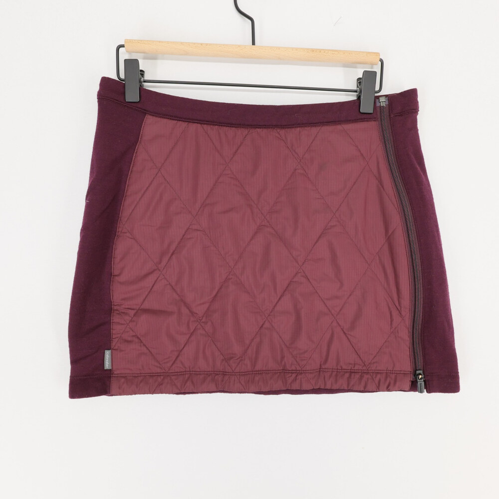 Icebreaker Helix Skirt Womens M Burgundy Quilted Merino Wool Insulated Side Zip